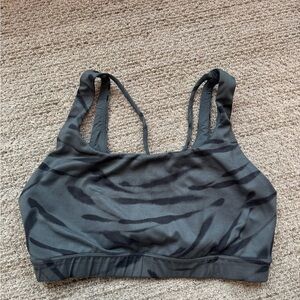 Athleta Girls Charcoal Blue and Black Patterned Sports Bra